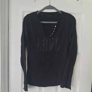Zadig & Voltaire Black Long Sleeve with Stone Love Detail